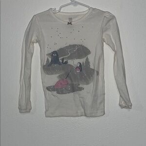 Carter's Cream Long Sleeve Tee with Glitter Graphic